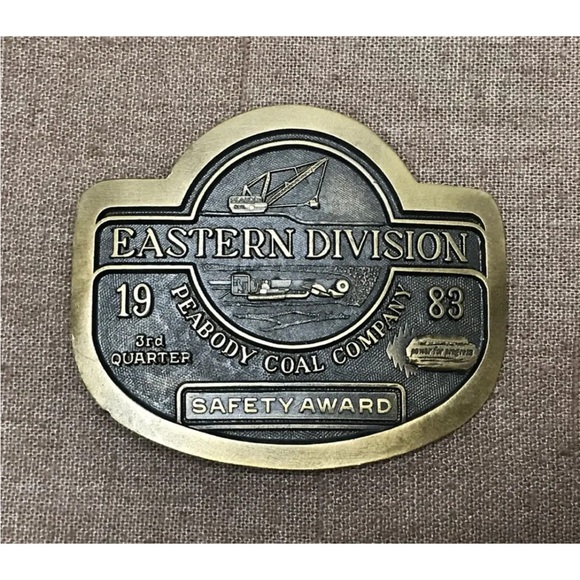 Lot of 4 Vintage 1980s Peabody Coal Company Training Safety Award Belt Buckles - Picture 3 of 14